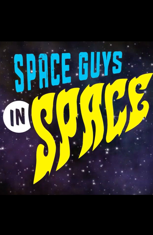 Logo for Space Guys in Space: A sleek, futuristic emblem featuring the words "Space Guys in Space" in bold, cosmic-inspired typography.