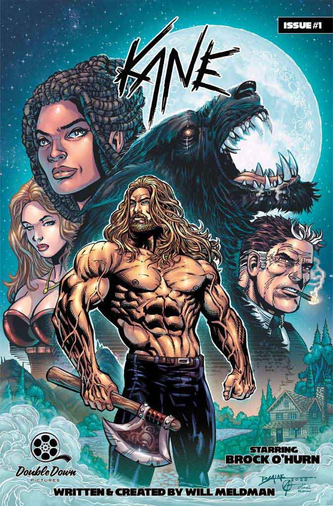 Cover of comic book 'Kine' featuring a man holding an axe by WILL MELDMAN