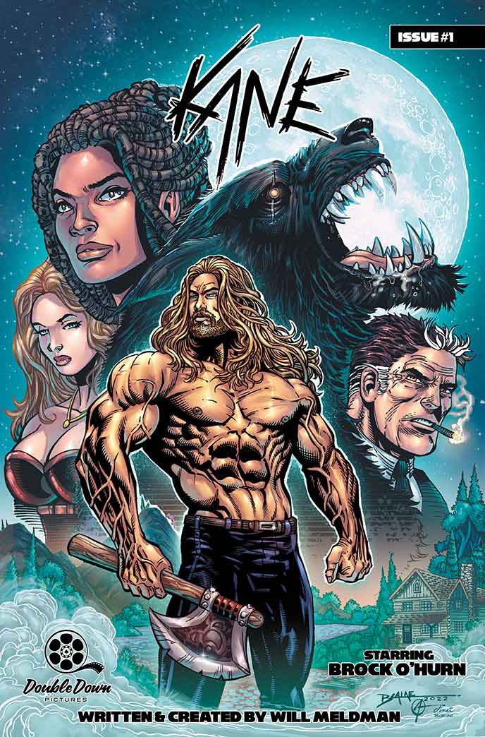 Cover of comic book 'Kane' featuring a man holding an axe.