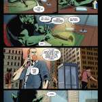 A comic page featuring a suited man and a green monster engaged in a lively encounter.