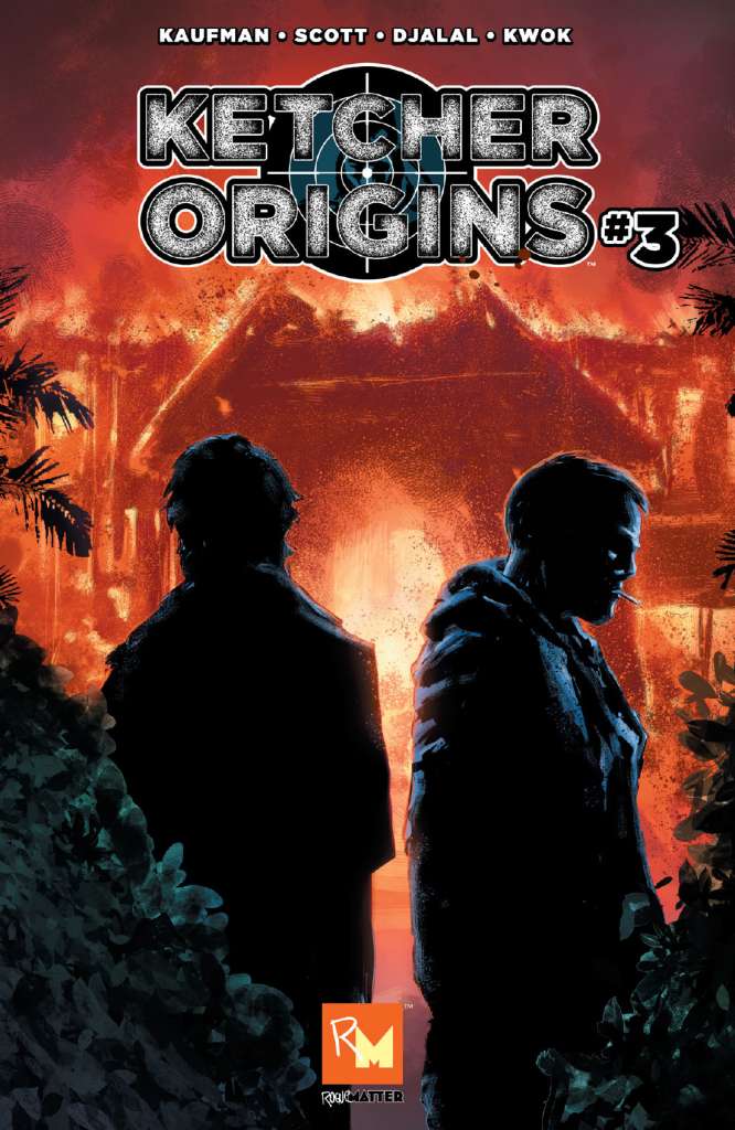 Comic book cover featuring ketcher origins chapter 3 stand two men against to each other created by KAUFMAN, SCOTT, DJALAL & KWOK